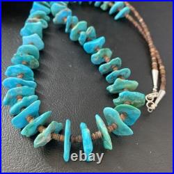 Navajo Sterling Silver Kingman Turquoise Shell Necklace 26 11817