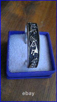 Navajo Sterling Silver Kokopelli Cuff by Alvin Thompson 51 Grams