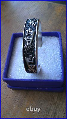 Navajo Sterling Silver Kokopelli Cuff by Alvin Thompson 51 Grams