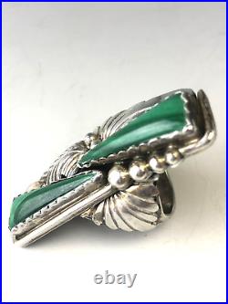 Navajo Sterling Silver Malachite Ring Size 7.5 Vintage Unmarked