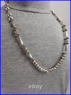 Navajo Sterling Silver Melon and Disc Shaped Beaded Necklace