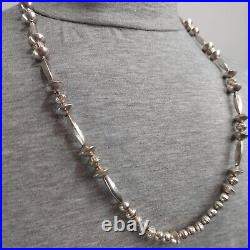 Navajo Sterling Silver Melon and Disc Shaped Beaded Necklace