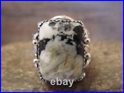 Navajo Sterling Silver Men's White Buffalo Turquoise Ring Morgan Size 9.5