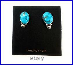 Navajo Sterling Silver & Morenci Turquoise Post Ea