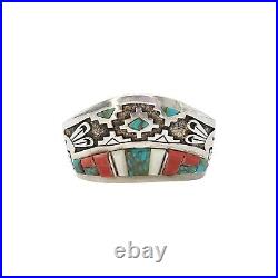 Navajo Sterling Silver Multi Stone Overlay Cuff Bracelet by Sam Gray