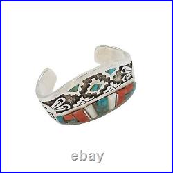 Navajo Sterling Silver Multi Stone Overlay Cuff Bracelet by Sam Gray