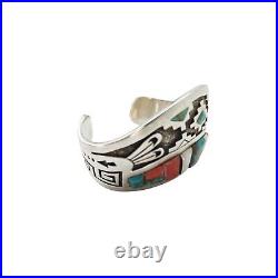 Navajo Sterling Silver Multi Stone Overlay Cuff Bracelet by Sam Gray