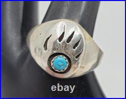 Navajo Sterling Silver Native American Shadowbox Paw Ring Mens Size 11 Navajo Sterling Silver Native American Shadowbox Paw Ring Mens Size 11