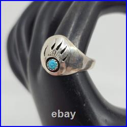 Navajo Sterling Silver Native American Shadowbox Paw Ring Mens Size 11 Navajo Sterling Silver Native American Shadowbox Paw Ring Mens Size 11