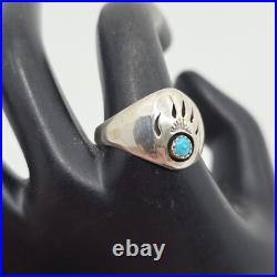 Navajo Sterling Silver Native American Shadowbox Paw Ring Mens Size 11 Navajo Sterling Silver Native American Shadowbox Paw Ring Mens Size 11