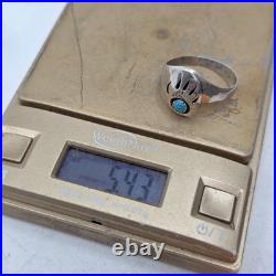 Navajo Sterling Silver Native American Shadowbox Paw Ring Mens Size 11 Navajo Sterling Silver Native American Shadowbox Paw Ring Mens Size 11