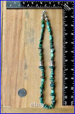 Navajo Sterling Silver Natural Kingman Turquoise Nugget Bench Bead Necklace 23