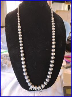 Navajo Sterling Silver Necklace 146 Grams! 4mm-15mm 36in Graduated Beads