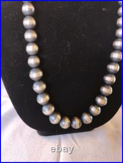 Navajo Sterling Silver Necklace 146 Grams! 4mm-15mm 36in Graduated Beads