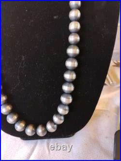 Navajo Sterling Silver Necklace 146 Grams! 4mm-15mm 36in Graduated Beads
