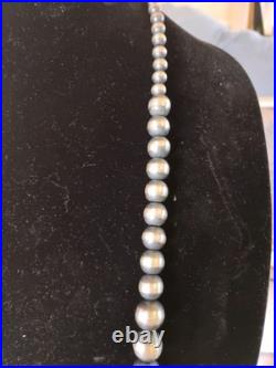 Navajo Sterling Silver Necklace 146 Grams! 4mm-15mm 36in Graduated Beads