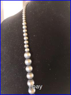 Navajo Sterling Silver Necklace 146 Grams! 4mm-15mm 36in Graduated Beads