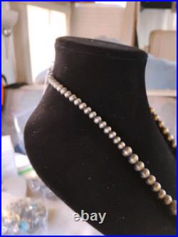 Navajo Sterling Silver Necklace 146 Grams! 4mm-15mm 36in Graduated Beads