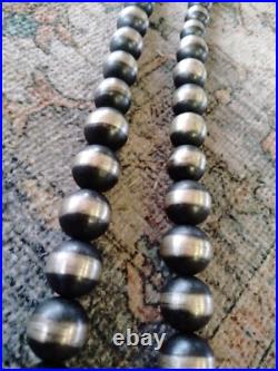 Navajo Sterling Silver Necklace 146 Grams! 4mm-15mm 36in Graduated Beads