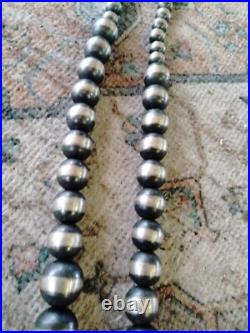 Navajo Sterling Silver Necklace 146 Grams! 4mm-15mm 36in Graduated Beads