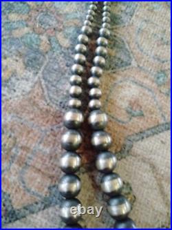 Navajo Sterling Silver Necklace 146 Grams! 4mm-15mm 36in Graduated Beads