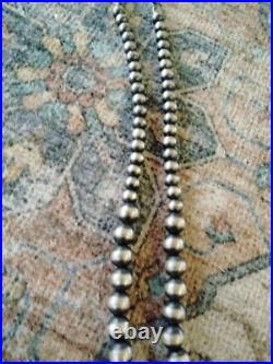 Navajo Sterling Silver Necklace 146 Grams! 4mm-15mm 36in Graduated Beads