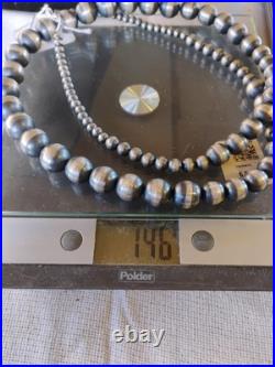 Navajo Sterling Silver Necklace 146 Grams! 4mm-15mm 36in Graduated Beads