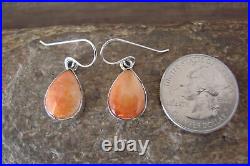 Navajo Sterling Silver Orange Spiny Oyster Dangle Earrings