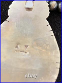 Navajo Sterling Silver Orange Spiny Oyster Pendant 20 Necklace 00325