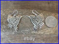 Navajo Sterling Silver Overlay Hummingbird Earrings Sonny Gene Jr
