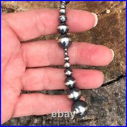 Navajo Sterling Silver Pearl Beaded Lariat Necklace