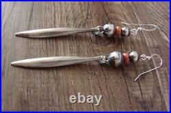 Navajo Sterling Silver Pearl Spiny Oyster Earrings Navajo Sterling Silver Pearl Spiny Oyster Earrings