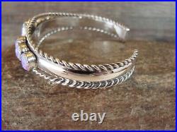 Navajo Sterling Silver Pink Opal 7 Stone Cuff Bracelet Begay