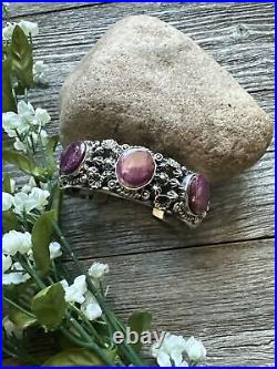 Navajo Sterling Silver Purple Spiny Oyster Cuff Bracelet K Yazzie Handmade