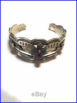 Navajo Sterling Silver & Purple Spiny Oyster Thunderbird Cuff Bracelet
