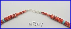 Navajo Sterling Silver Red Spiny Oyster Necklace Rondelle Beads
