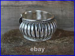 Navajo Sterling Silver Ribbed Melon 1 1/8 Cuff Bracelet by Johnson