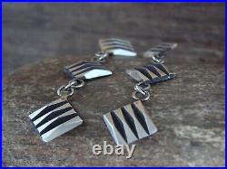 Navajo Sterling Silver Ribbed Post Earrings by Tahe