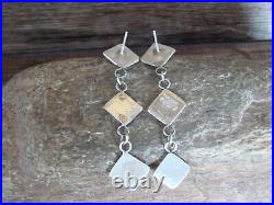 Navajo Sterling Silver Ribbed Post Earrings by Tahe