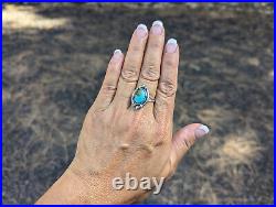 Navajo Sterling Silver Ring, Kingman Turquoise Handmade Native Am Sz 8.75US