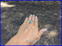 Navajo Sterling Silver Ring, Kingman Turquoise Handmade Native Am Sz 8.75US