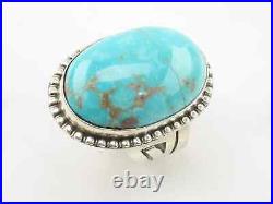 Navajo Sterling Silver Ring Turquoise Oval Blue Size 14 1/4