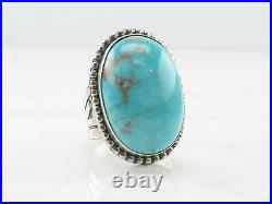 Navajo Sterling Silver Ring Turquoise Oval Blue Size 14 1/4