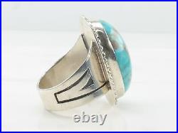 Navajo Sterling Silver Ring Turquoise Oval Blue Size 14 1/4