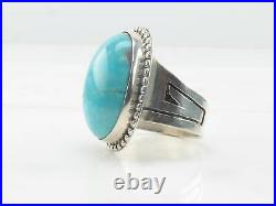 Navajo Sterling Silver Ring Turquoise Oval Blue Size 14 1/4