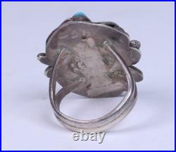 Navajo Sterling Silver Ring with Long Oval Turquoise Setting Size 6.5