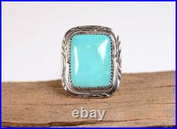 Navajo Sterling Silver Ring with Turquoise by Lee Brown Size 9.5