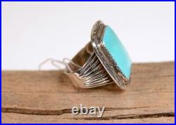 Navajo Sterling Silver Ring with Turquoise by Lee Brown Size 9.5