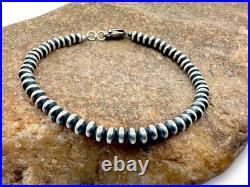 Navajo Sterling Silver Rondelles Saucer Flat Bead Bracelet 4mm 6 98946
