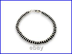 Navajo Sterling Silver Rondelles Saucer Flat Bead Bracelet 4mm 6 98946